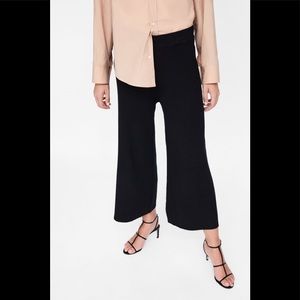 zara knit ribbed black culottes